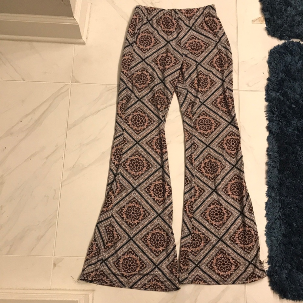Fun flowered bell bottom yoga pants